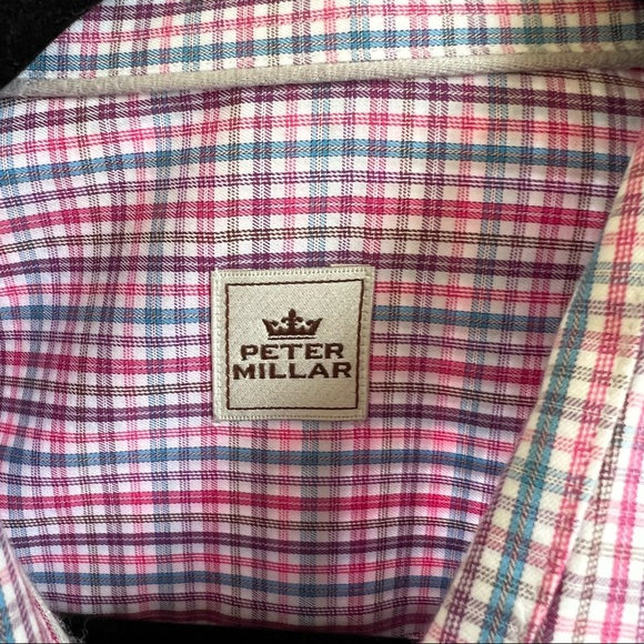 Peter Millar Multi Spring Colors Plaid Cotton Button-Up Shirt Men’s Large - Picture 4 of 6